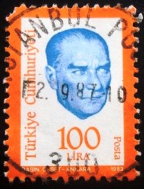 Selo postal da Turquia de 1983 Kemal Ataturk 100