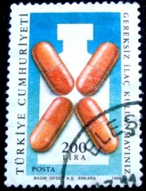 Selo postal da Turquia de 1988 No Drug Abuse 200