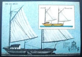 Bloco postal do Brasil de 1980 Canoa São Francisco