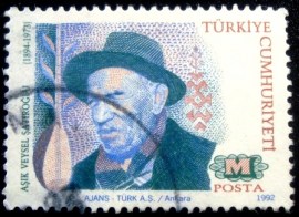 Selo postal da Turquia de 1992 Asik Veysel Satiroglu
