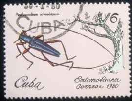 Selo postal do Cuba de 1980 Longhorn Beetle