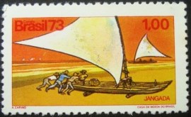 Selo postal do Brasil de 1973 Jangada N