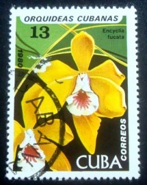 Selo postal de Cuba de 1980 Encyclia fucata