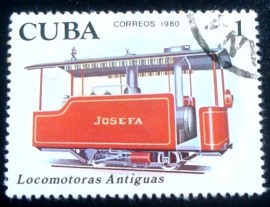 Selo postal de Cuba de 1980 Locomotive Josefa