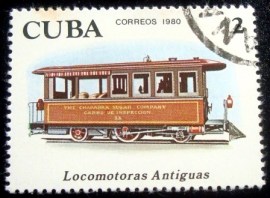 Selo postal de Cuba de 1980 Locomotive 2-2-2