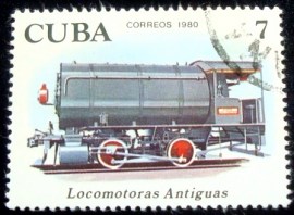 Selo postal de Cuba de 1980 Locomotive 0-4-0