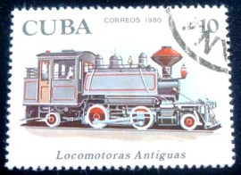 Selo postal de Cuba de 1980 Locomotive 2-4-2