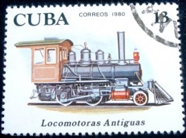 Selo postal de Cuba de 1980 Locomotive 2-4-0