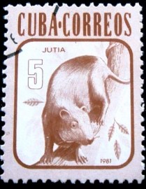 Selo postal de Cuba de 1981 Hutia