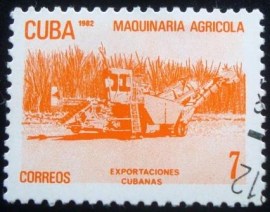 Selo postal de Cuba de 1982 Agricultual machinery