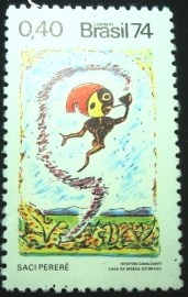 Selo postal do Brasil de 1973 Saci Pererê - C 829 N