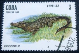 Selo postal do Cuba de 1982 Cuban Crocodile
