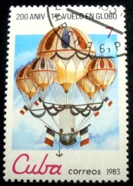 Selo postal de Cuba de 1983 Combined balloon of Eugène Godard