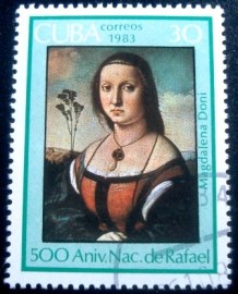 Selo postal de Cuba de 1983 Portrait of Maddalena Doni