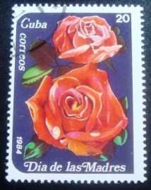 Selo postal de Cuba de 1984 Red Roses