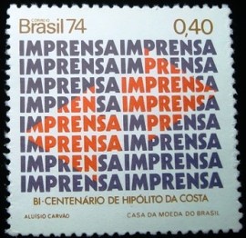 Selo postal do Brasil de 1974 Imprensa