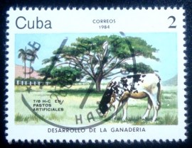 Selo postal de Cuba de 1984 Cattle