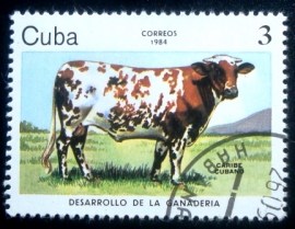 Selo postal de Cuba de 1984 Caribbean Cattle