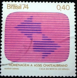 Selo postal do Brasil de 1974 TV - C 837 U