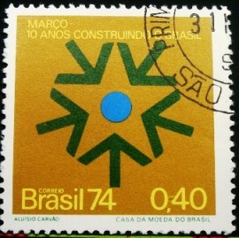 Selo postal Comemorativo do Brasil de 1974 - C 838 M1D