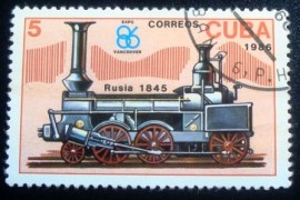 Selo postal de Cuba de 1986 Russia 1845