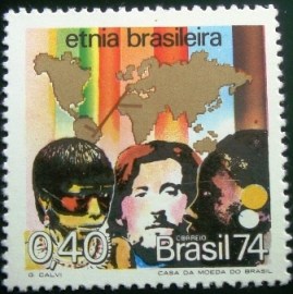 Selo postal do Brasil de 1974 Etnia Brasileira - C 840 M