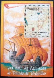 Bloco postal do Brasil de 1994 Tratado de Tordesilhas