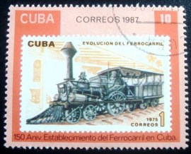 Selo postal de Cuba de 1987 Evolution of railway