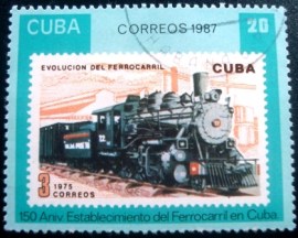 Selo postal de Cuba de 1987 Evolution of railway 20