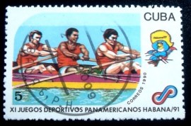 Selo postal de Cuba de 1990 Rowing