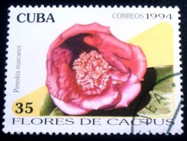 Selo postal de Cuba de 1994 Pereskia marcanoi