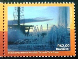 Selo postal do Brasil de 2017 Torre de TV e Fonte