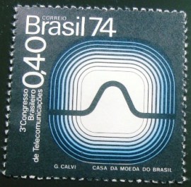 Selo postal do Brasil de 1974 Telecomunicações
