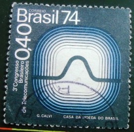 Selo postal do Brasil de 1974 Telecomunicações - C 850 U
