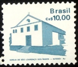 Selo postal do Brasil de 1988 Igreja N.S. Índios