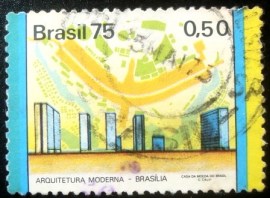 Selo postal do Brasil de 1975 Brasília AD