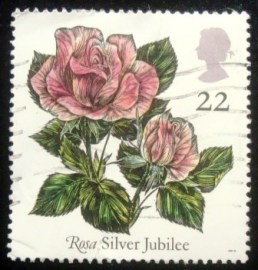 Selo postal do Reino Unido de 1991 Rosa Silver Jubilee