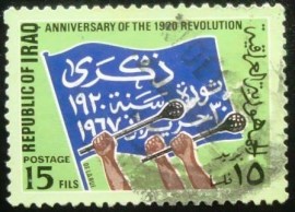 Selo postal do Iraque de 1967 Flag with inscription