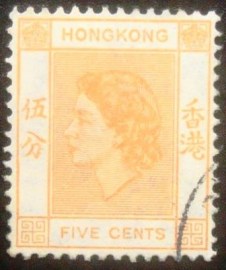 Selo postal de Hong Kong de 1954 Queen Elizabeth II 5
