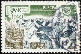 Selo postal da França de 1977 Breton port