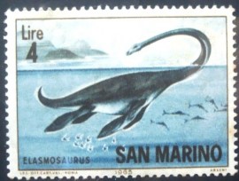 Selo postal de San Marino de 1965 Elasmosaurus