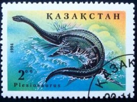 Selo postal do Cazaquistão de 1994 Plesiosaurus