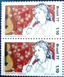 Par de selos do Brasil de 1977 Chiquinha Gonzaga