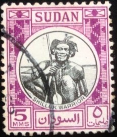 Selo postal do Sudão de 1951 Shilluk Warrior