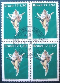 Quadra de selos do Brasil de 1977 Murex