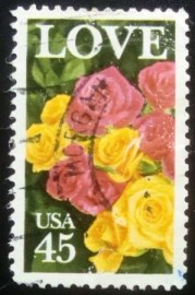 Selo postal dos Estados Unidos de 1988 Love Roses