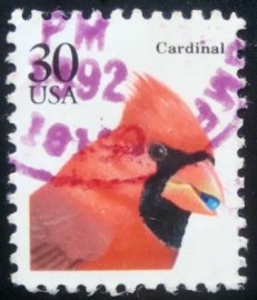 Selo postal dos Estados Unidos de 1991 Northern Cardinal