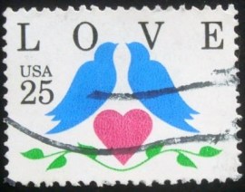 Selo postal dos Estados Unidos de 1990 Love 25