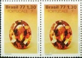 Par de selos do Brasil de 1977 Topázio