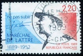 Selo postal da França de 1989 Marshal de Lattre de Tassigny